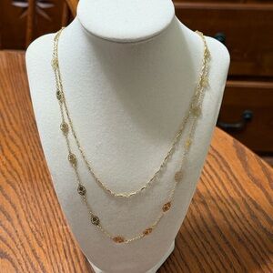 Gold-Tone Double Strand Long Necklace